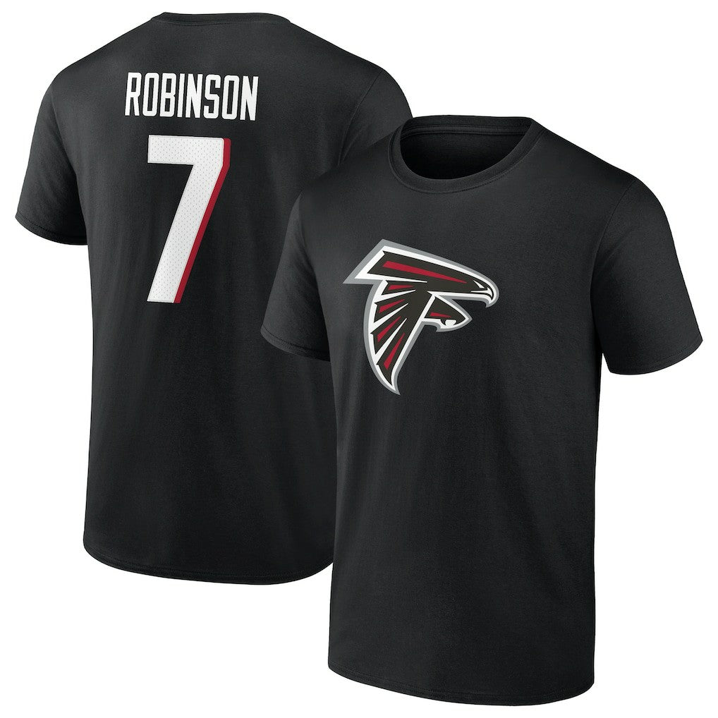 Bijan Robinson Atlanta Falcons Icon Name & Number T-Shirt - Black on sale