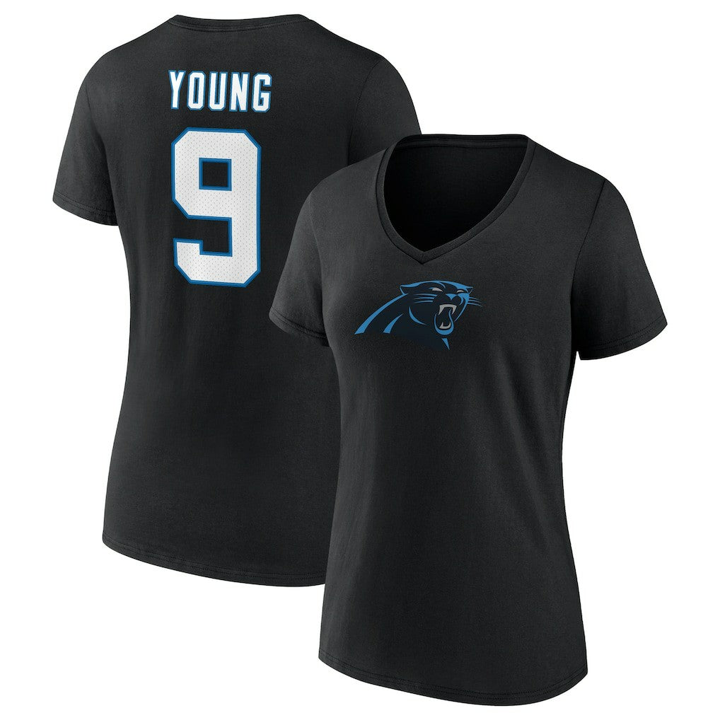 Bryce Young Carolina Panthers Women's Icon Name & Number V-Neck T-Shirt - Black on sale