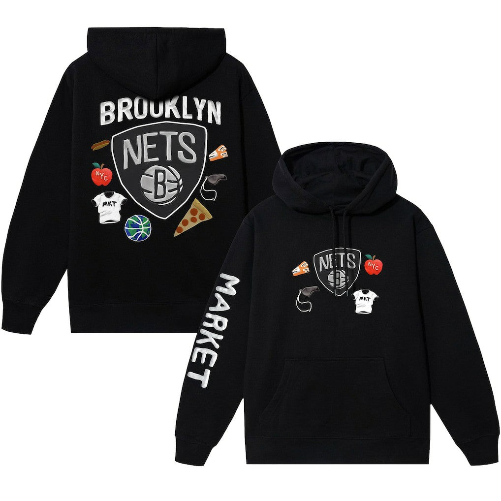 Brooklyn Nets NBA x MARKET Unisex Claymation Pullover Hoodie - Black sale