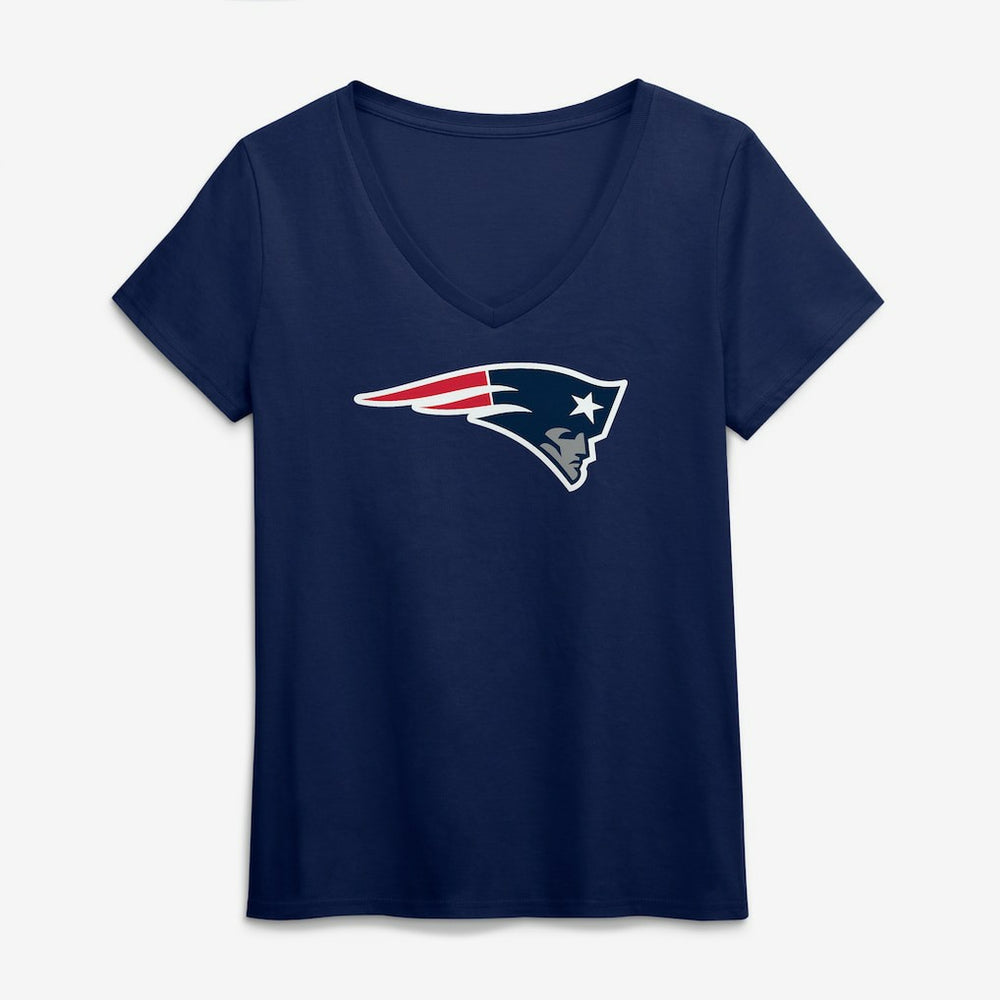 New England Patriots Logo Athletic Women's Primary Logo V-Neck T-Shirt - Navy cheap