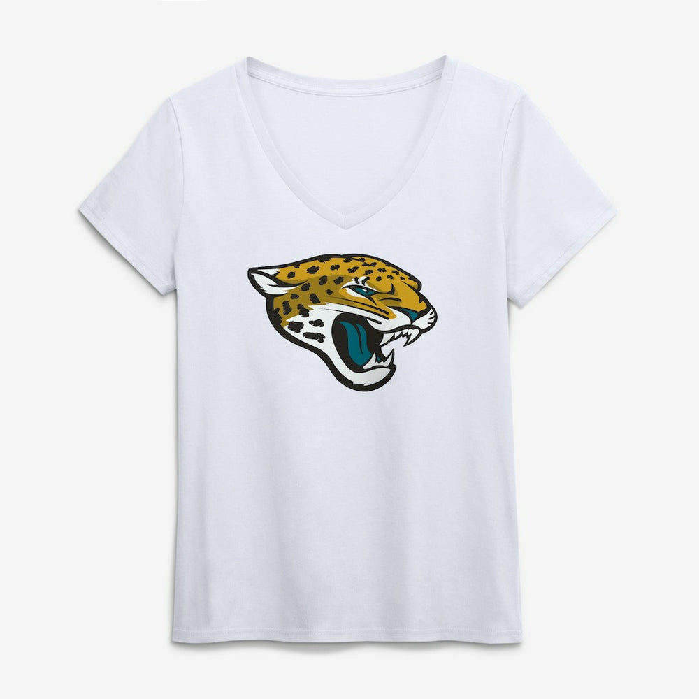 Jacksonville Jaguars Logo Athletic Women's Primary Logo V-Neck T-Shirt - White outlet