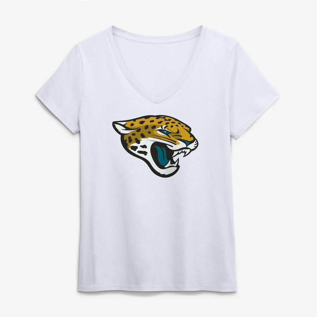 Jacksonville Jaguars Logo Athletic Women's Primary Logo V-Neck T-Shirt - White outlet
