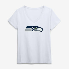 Seattle Seahawks Logo Athletic Women's Primary Logo V-Neck T-Shirt - White discount