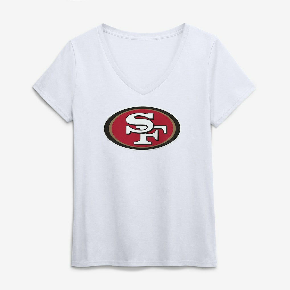 San Francisco 49ers Logo Athletic Women's Primary Logo V-Neck T-Shirt - White cheap
