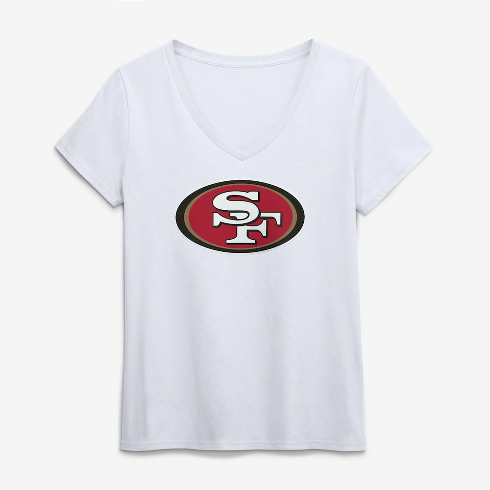 San Francisco 49ers Logo Athletic Women's Primary Logo V-Neck T-Shirt - White cheap