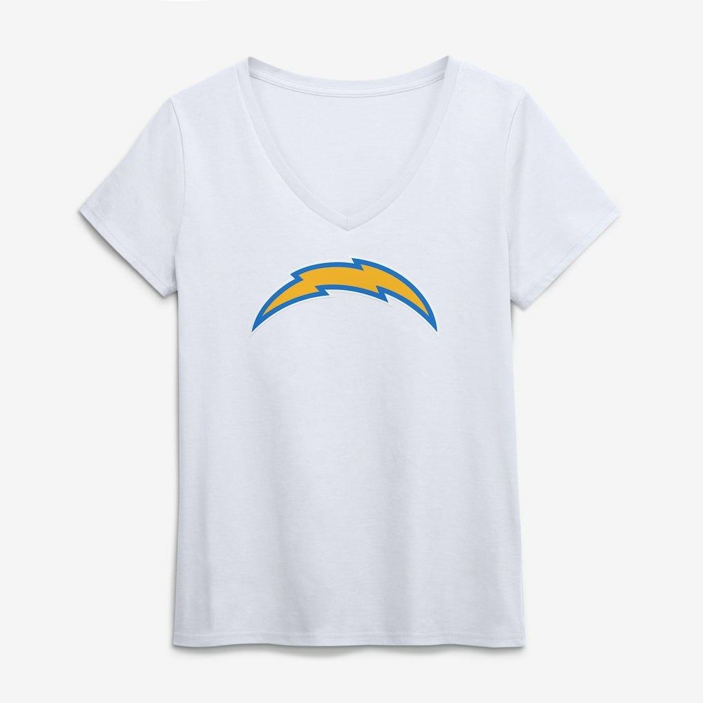 Los Angeles Chargers Logo Athletic Women's Primary Logo V-Neck T-Shirt - White outlet