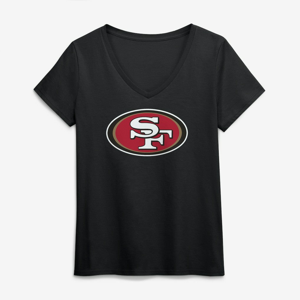 San Francisco 49ers Logo Athletic Women's Primary Logo V-Neck T-Shirt - Black online