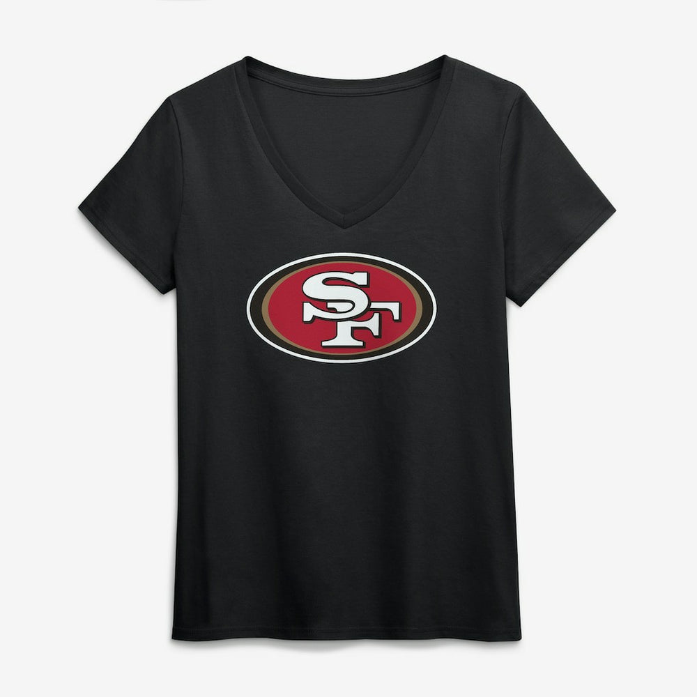 San Francisco 49ers Logo Athletic Women's Primary Logo V-Neck T-Shirt - Black online
