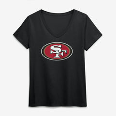 San Francisco 49ers Logo Athletic Women's Primary Logo V-Neck T-Shirt - Black online