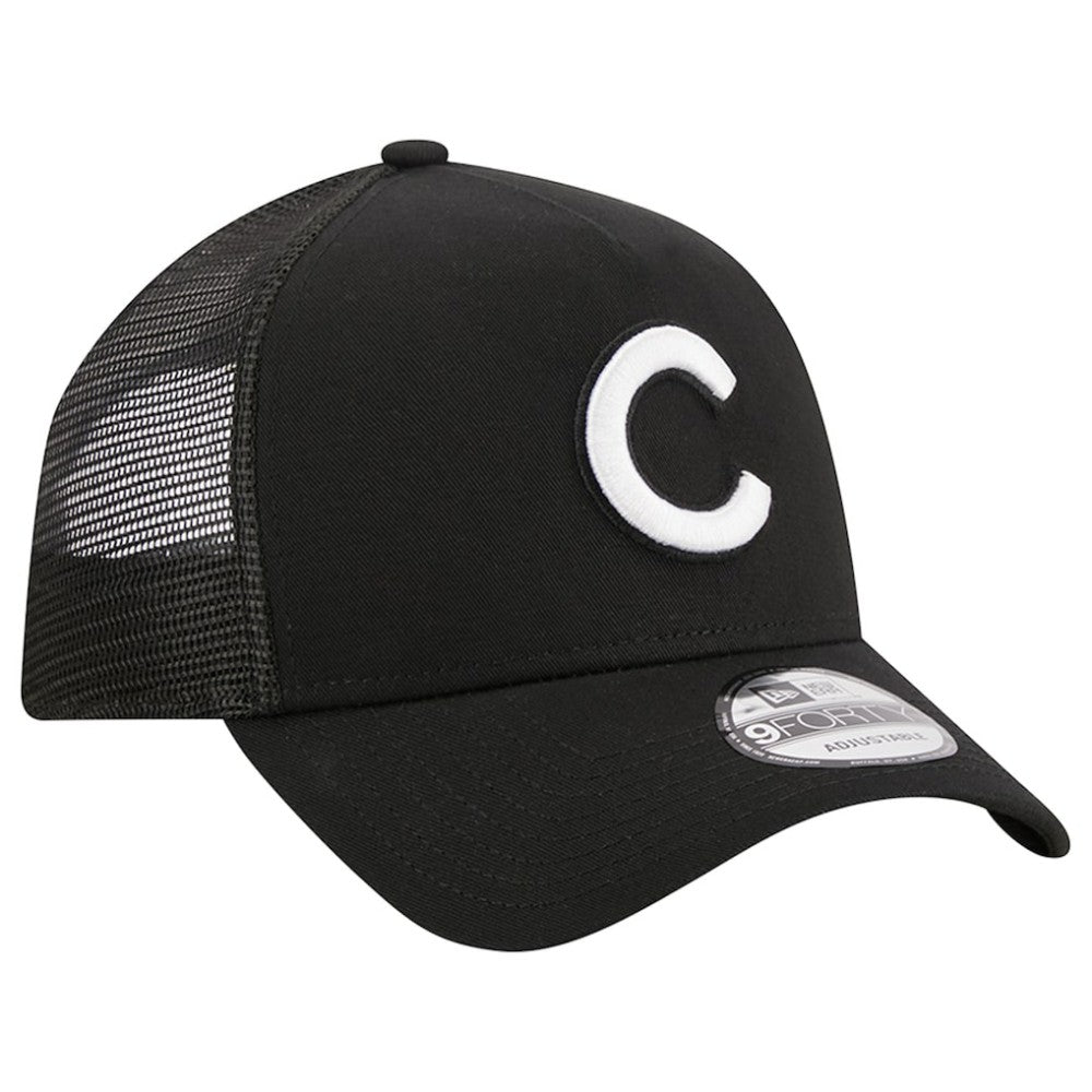 Chicago Cubs A-Frame 9FORTY Trucker Adjustable Hat - Black | New Era
