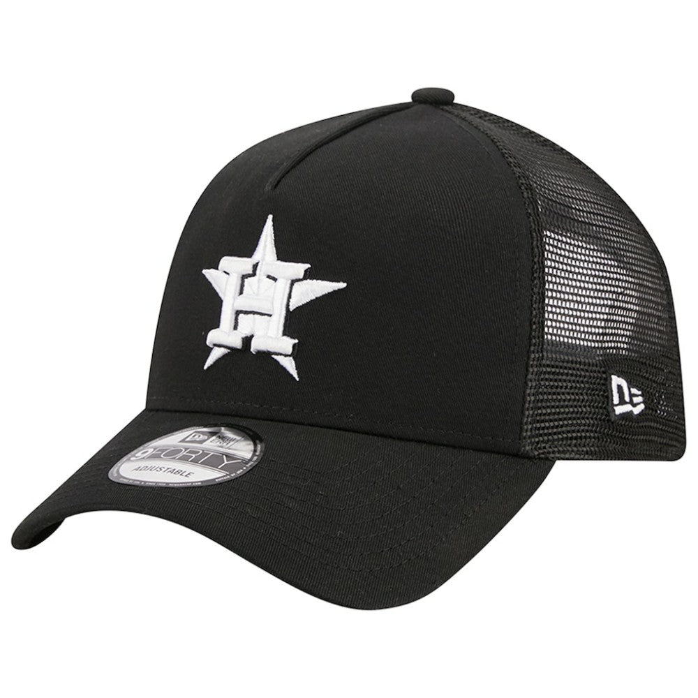 Houston Astros A-Frame 9FORTY Trucker Adjustable Hat - Black | New Era