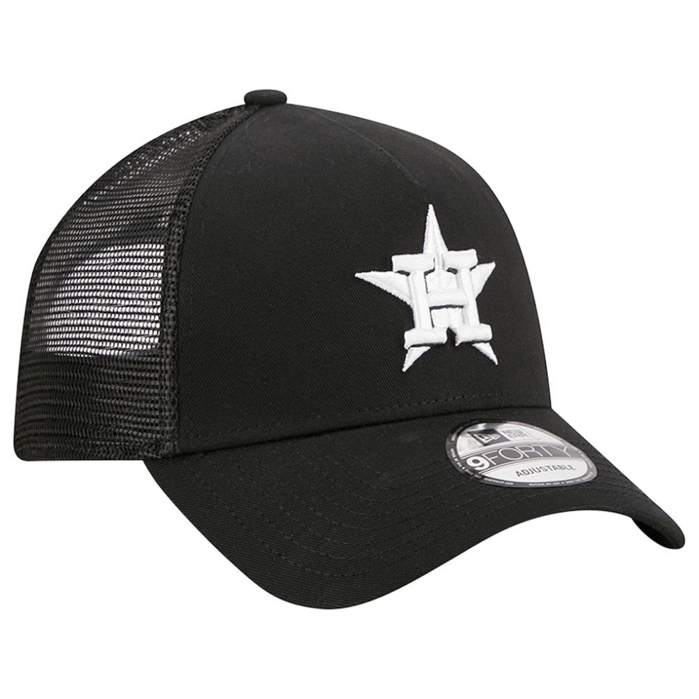 Houston Astros A-Frame 9FORTY Trucker Adjustable Hat - Black | New Era