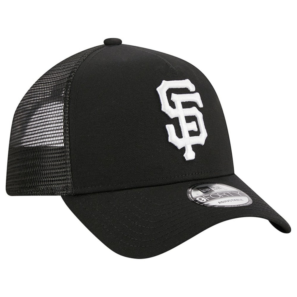 San Francisco Giants A-Frame 9FORTY Trucker Adjustable Hat - Black | New Era