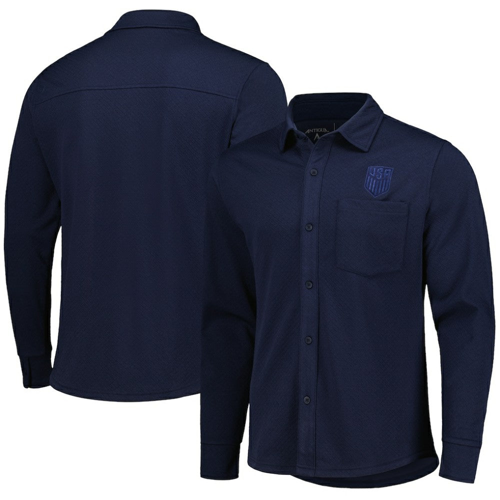 USMNT Antigua Streamer Diamond Button-Up Shacket - Navy on sale