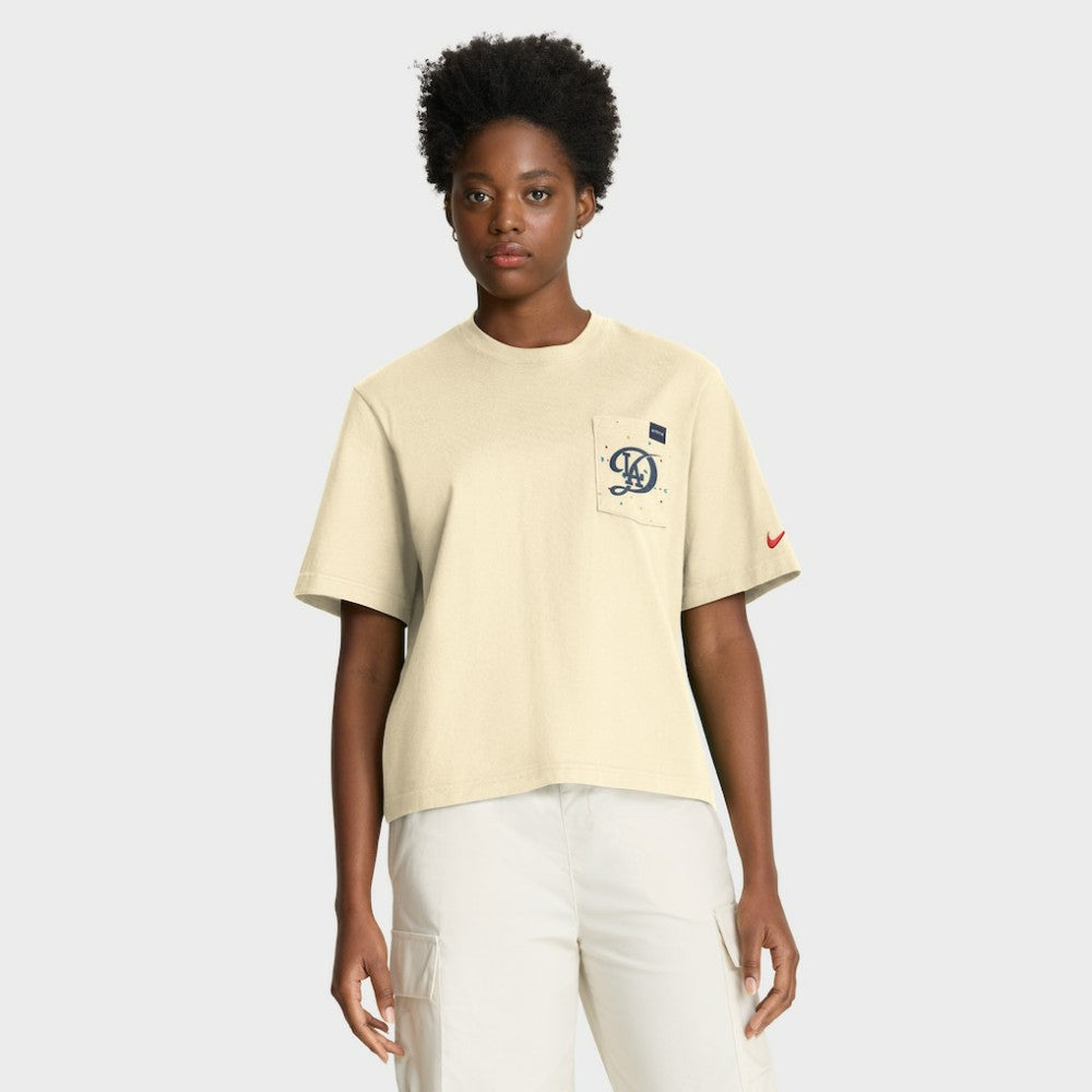 Los Angeles Dodgers Women's City Connect Pocket Boxy T-Shirt - Cream | Nike