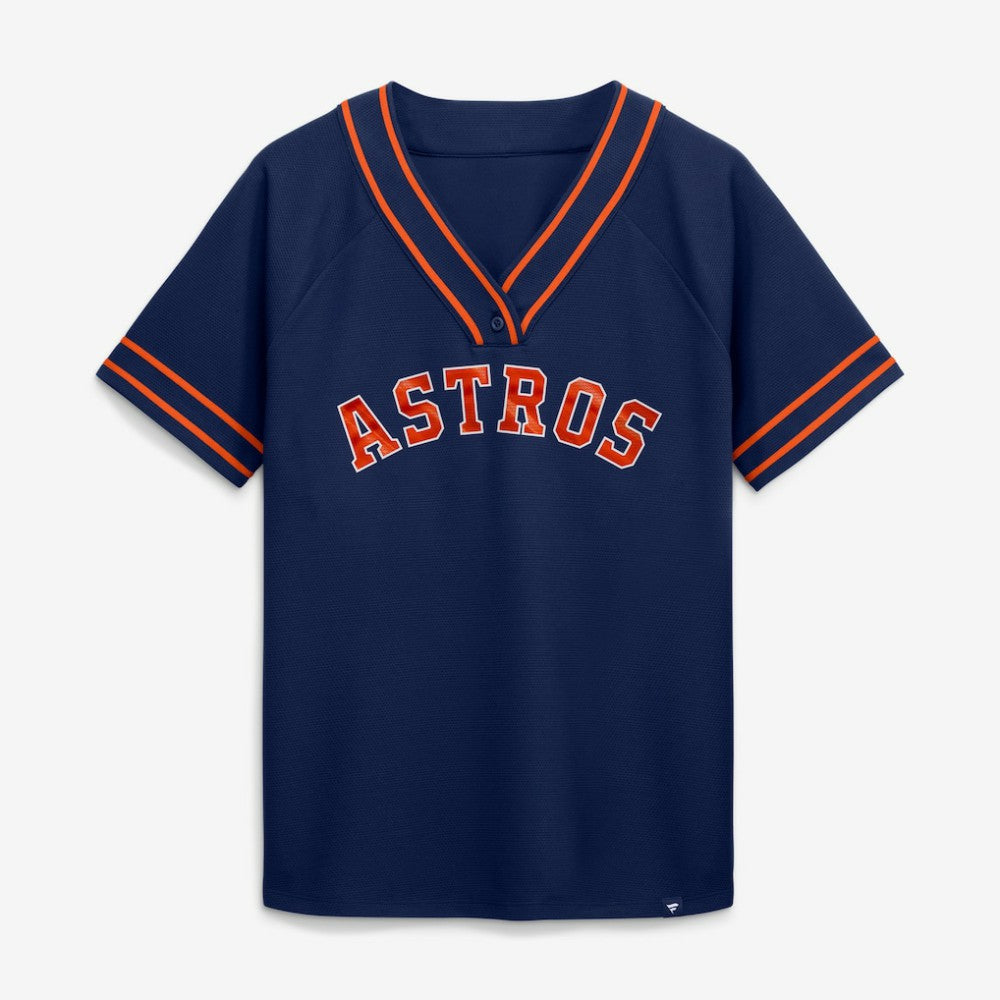 Houston Astros Women's Diva Race Ahead Raglan V-Neck T-Shirt - Navy