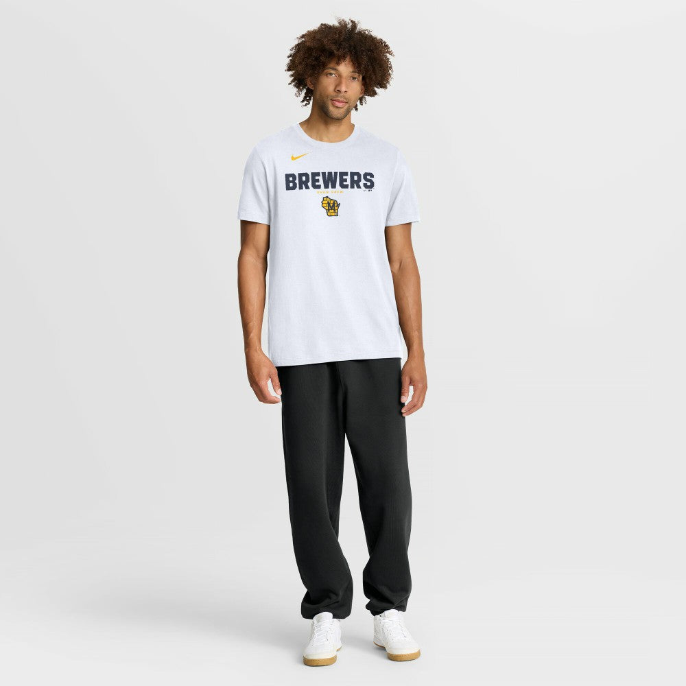 Milwaukee Brewers Bold Team Name T-Shirt - White | Nike