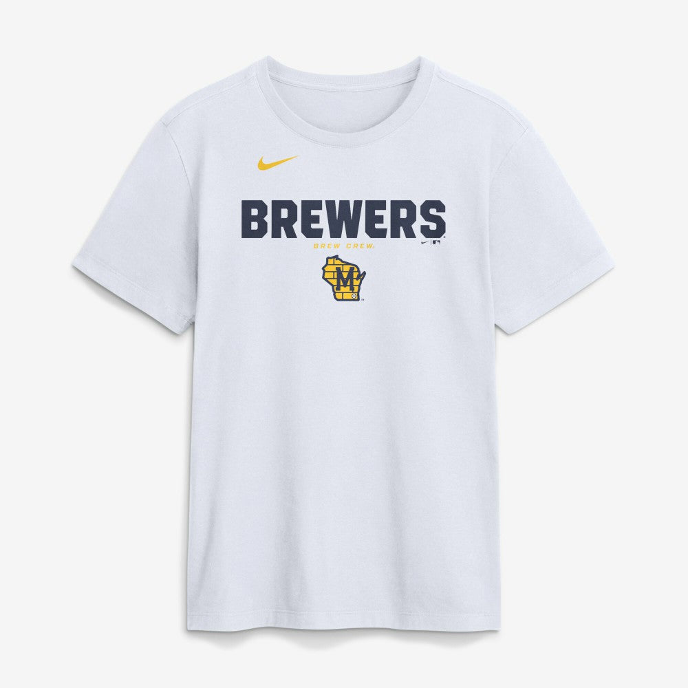 Milwaukee Brewers Bold Team Name T-Shirt - White | Nike