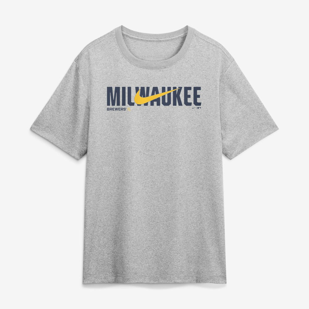 Milwaukee Brewers Swoosh Legend Dri-FIT T-Shirt - Heather Gray | Nike