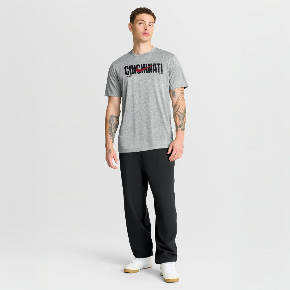 Cincinnati Reds Swoosh Legend Dri-FIT T-Shirt - Heather Gray | Nike