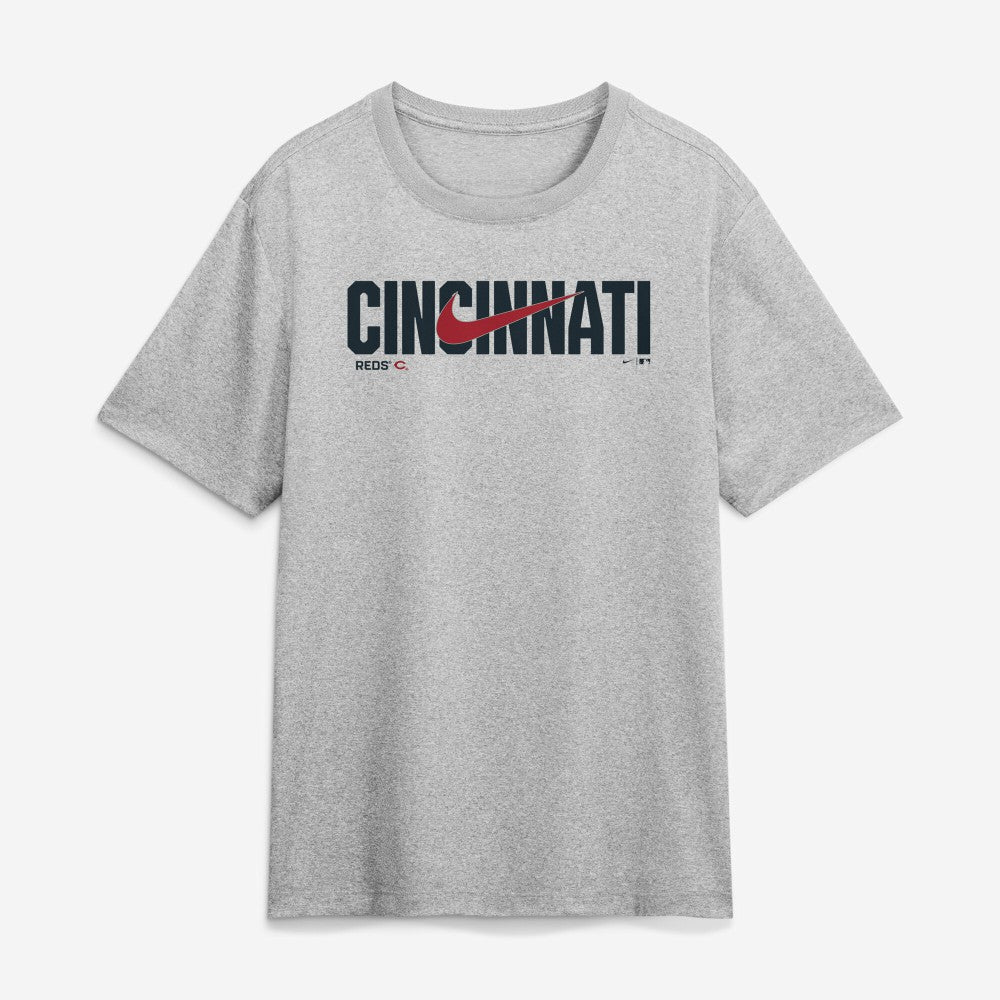 Cincinnati Reds Swoosh Legend Dri-FIT T-Shirt - Heather Gray | Nike