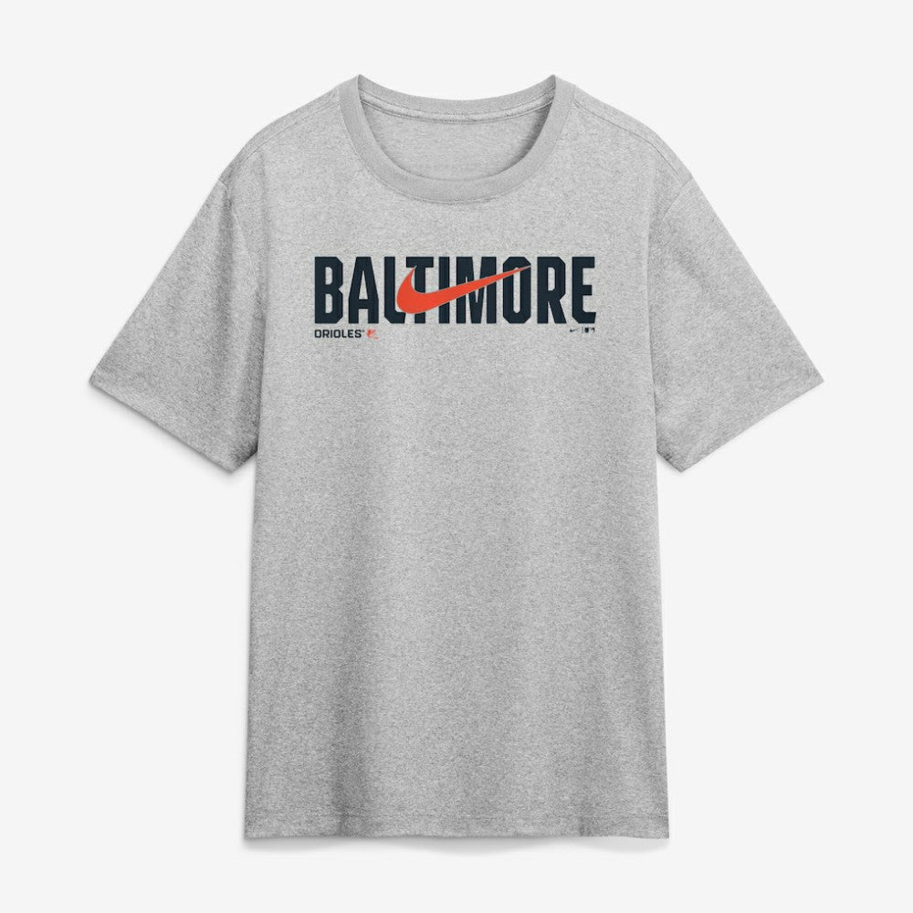 Baltimore Orioles Swoosh Legend Dri-FIT T-Shirt - Heather Gray | Nike
