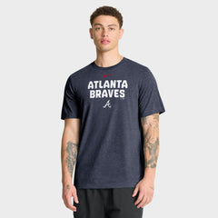 Atlanta Braves Stacked Tri-Blend T-Shirt - Heather Navy | Nike