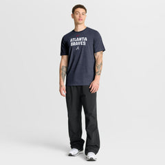 Atlanta Braves Stacked Tri-Blend T-Shirt - Heather Navy | Nike