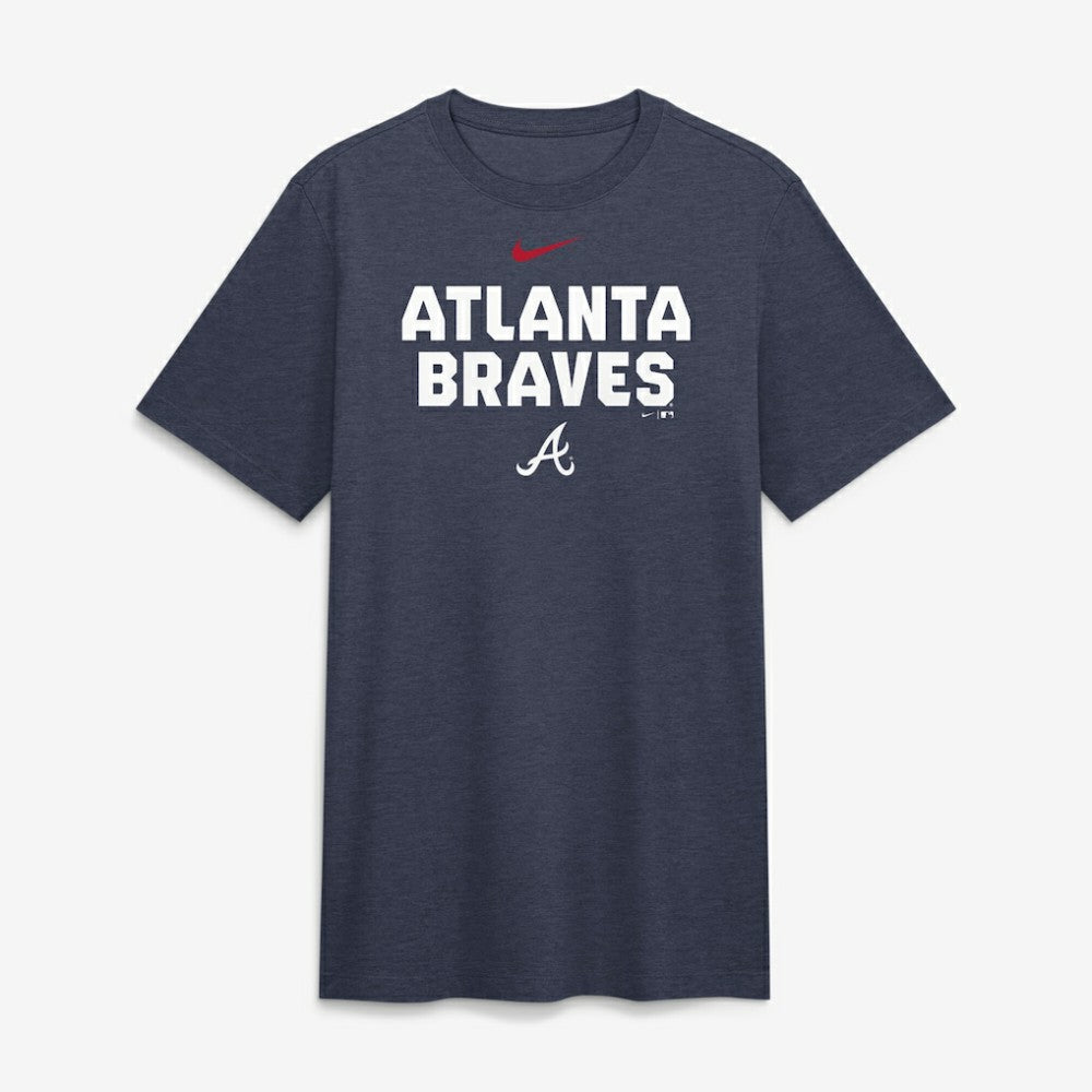 Atlanta Braves Stacked Tri-Blend T-Shirt - Heather Navy | Nike
