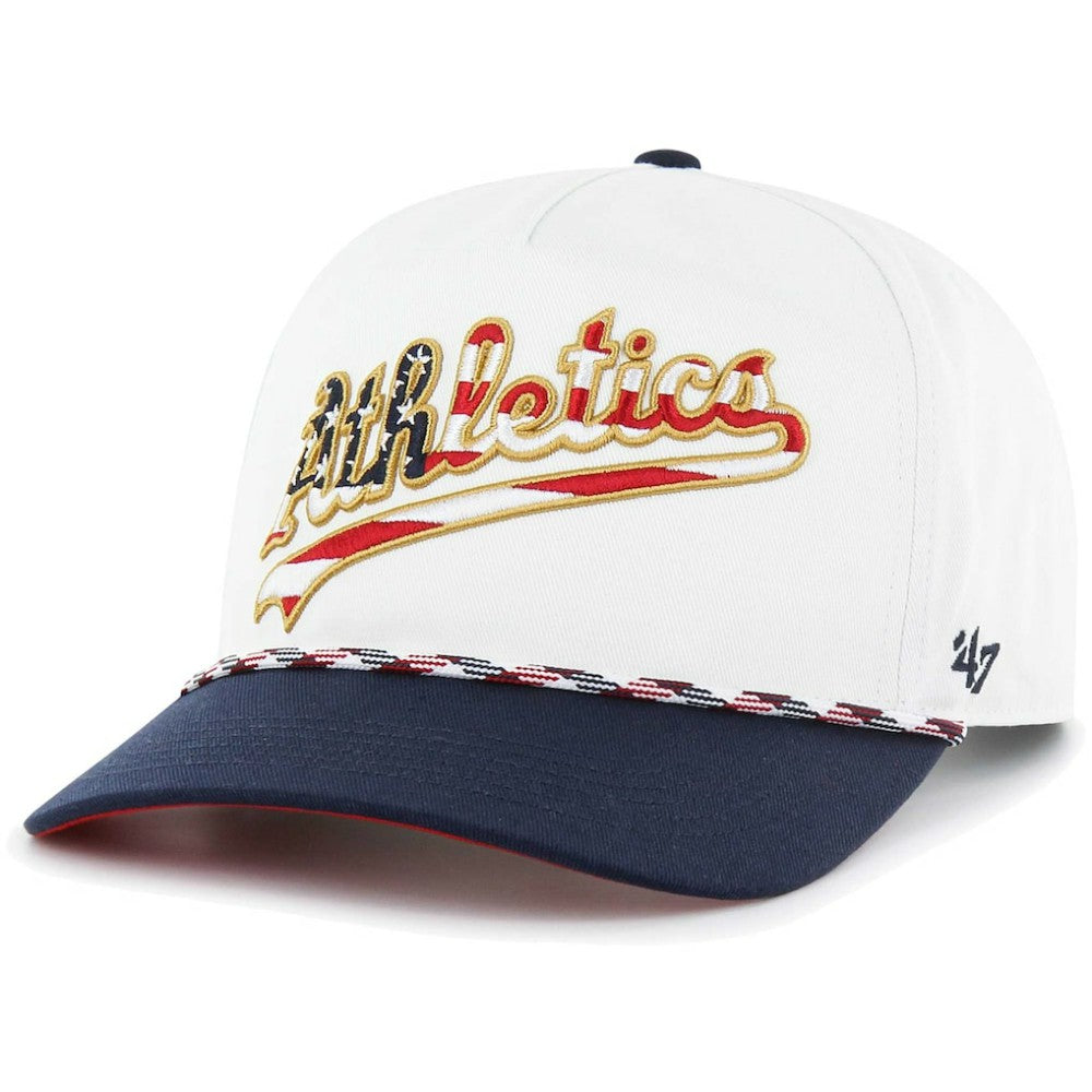 Athletics Flag Script Hitch Snapback Hat - White | 47 brand