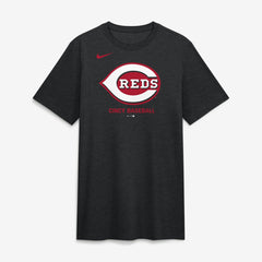 Cincinnati Reds Tri-Blend Logo T-Shirt - Black | Nike