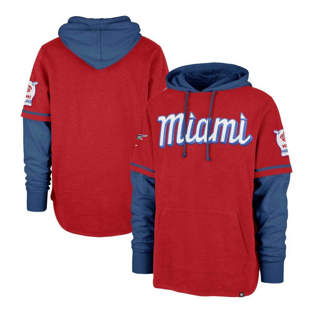 Miami Marlins City Connect Trifecta Shortstop Pullover Hoodie - Red | 47 brand