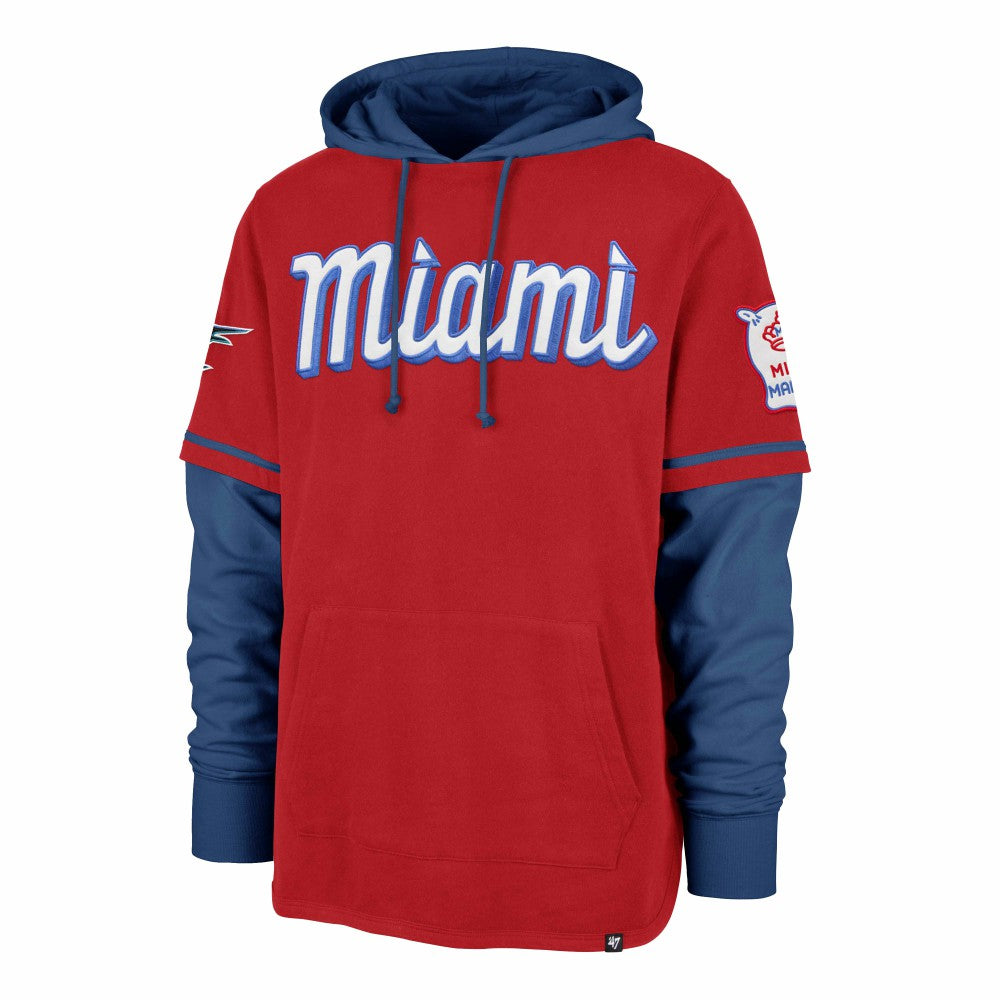 Miami Marlins City Connect Trifecta Shortstop Pullover Hoodie - Red | 47 brand