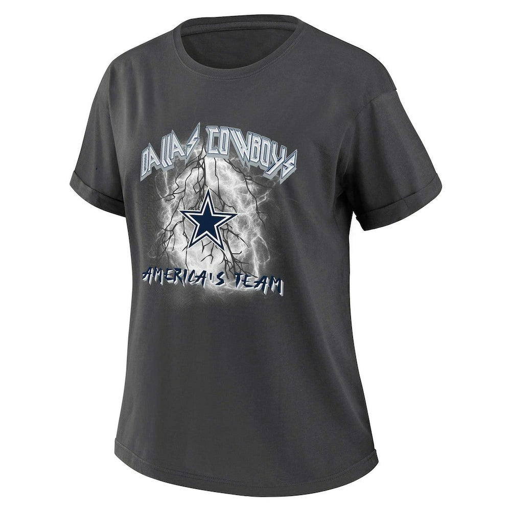 Dallas Cowboys WEAR by Erin Andrews Women's Boyfriend T-Shirt - Charcoal for sale