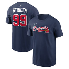 Spencer Strider Atlanta Braves Name & Number T-Shirt - Navy | Nike