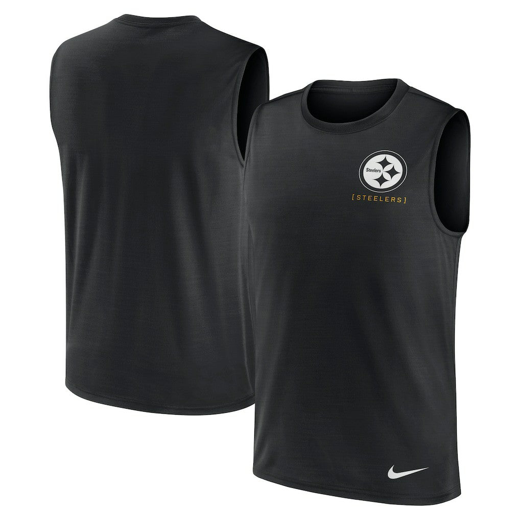 Pittsburgh Steelers Large Logo Lightweight Dri-FIT Muscle Tank Top - Black | Nike for sale