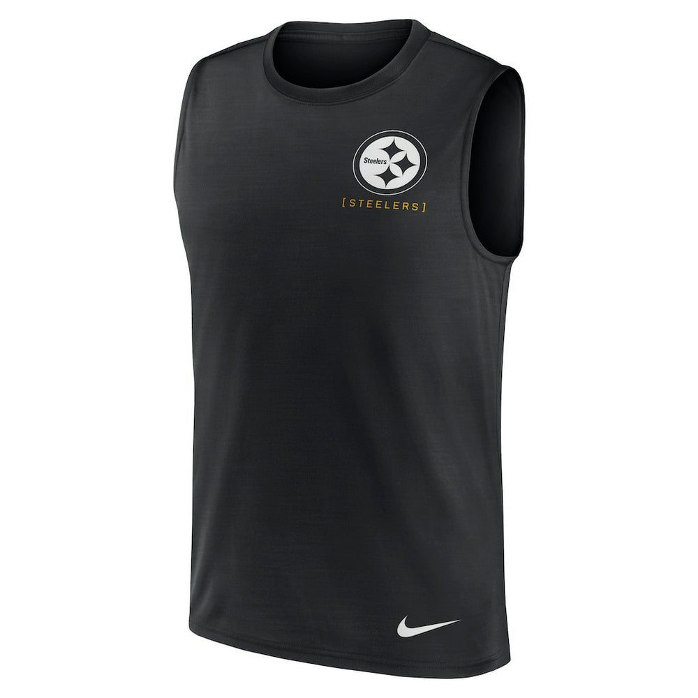 Pittsburgh Steelers Large Logo Lightweight Dri-FIT Muscle Tank Top - Black | Nike for sale