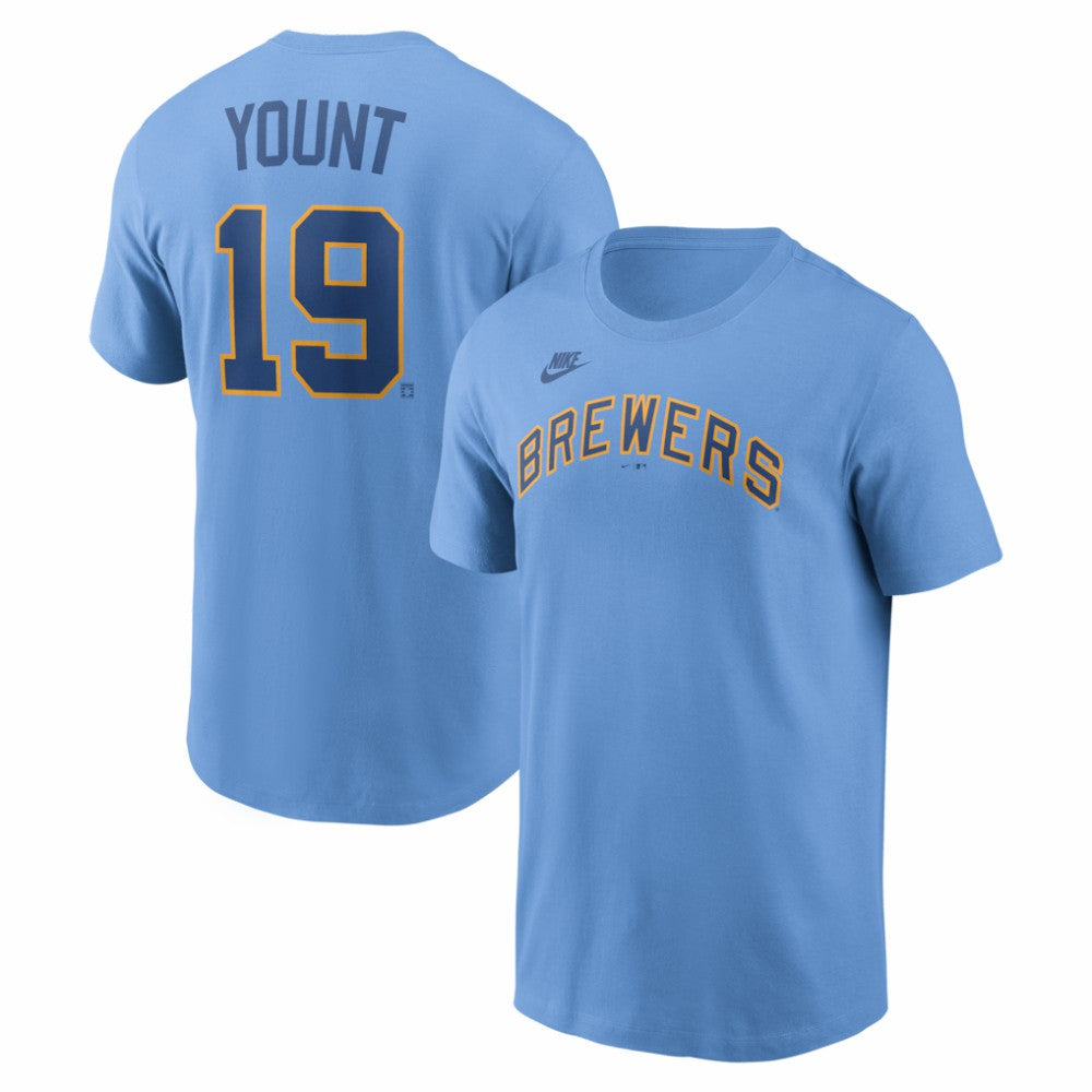 Robin Yount Milwaukee Brewers Cooperstown Collection Name & Number T-Shirt - Powder Blue | Nike