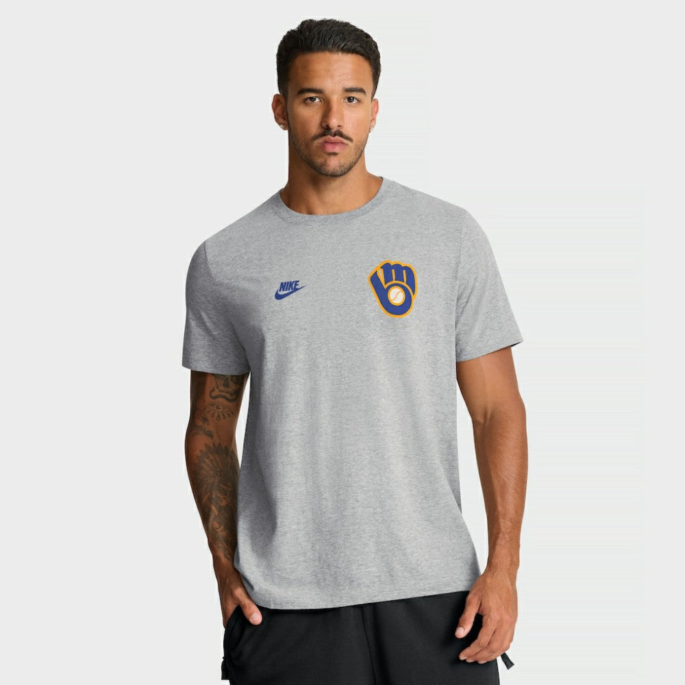 Milwaukee Brewers Cooperstown 2-Hit T-Shirt - Heather Gray | Nike
