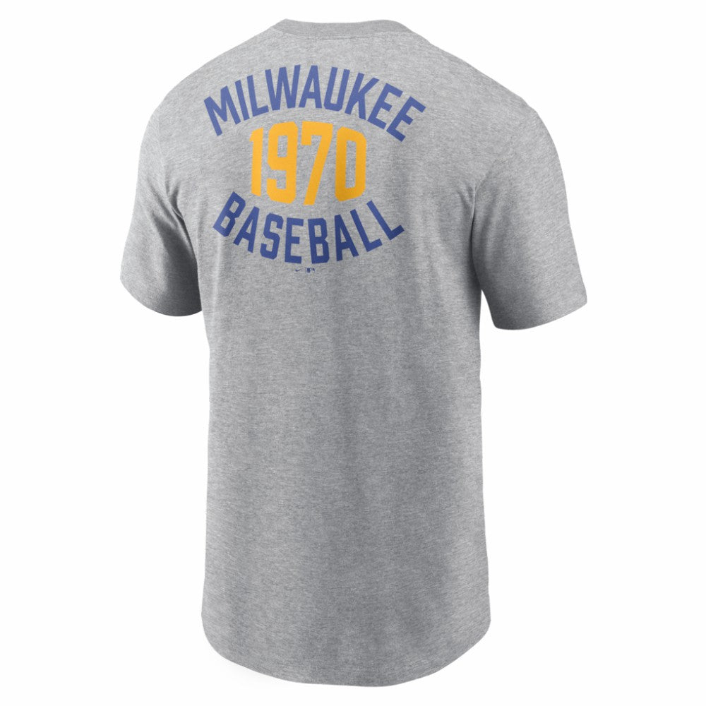 Milwaukee Brewers Cooperstown 2-Hit T-Shirt - Heather Gray | Nike