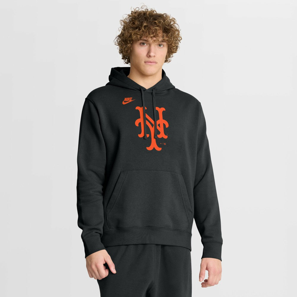 New York Mets Cooperstown Collection Logo Club Hoodie - Black | Nike