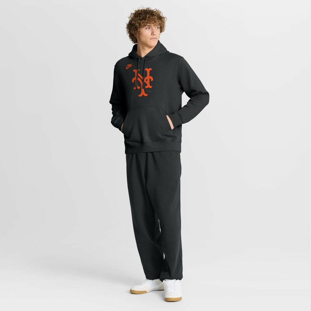 New York Mets Cooperstown Collection Logo Club Hoodie - Black | Nike