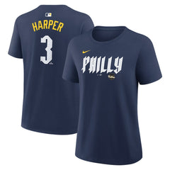 Bryce Harper Philadelphia Phillies Women's City Connect Name & Number T-Shirt - Navy | Nike