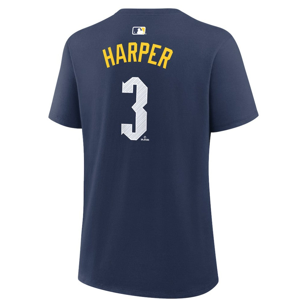 Bryce Harper Philadelphia Phillies Women's City Connect Name & Number T-Shirt - Navy | Nike