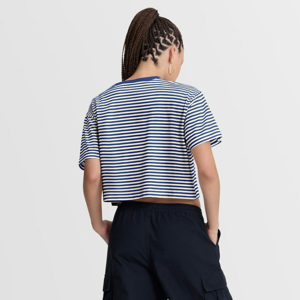Seattle Mariners Women's Cooperstown Collection Striped Cropped T-Shirt - Royal/Cream | Nike
