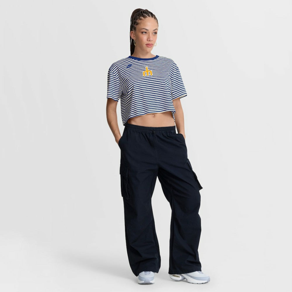 Seattle Mariners Women's Cooperstown Collection Striped Cropped T-Shirt - Royal/Cream | Nike