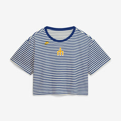 Seattle Mariners Women's Cooperstown Collection Striped Cropped T-Shirt - Royal/Cream | Nike