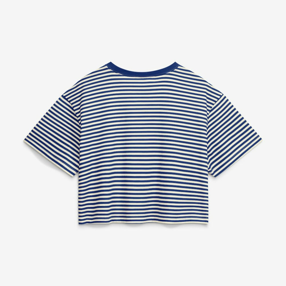 Seattle Mariners Women's Cooperstown Collection Striped Cropped T-Shirt - Royal/Cream | Nike