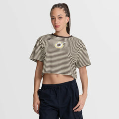San Diego Padres Women's Cooperstown Collection Striped Cropped T-Shirt - Brown/Cream | Nike