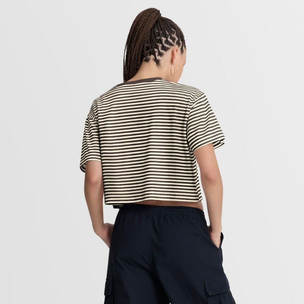San Diego Padres Women's Cooperstown Collection Striped Cropped T-Shirt - Brown/Cream | Nike